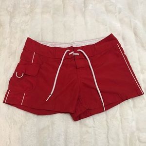 Athletic lifeguard red swimming shorts